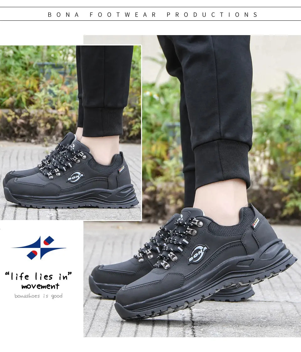 BONA 2022 New Designers Wear Resistant Outdoor Hiking Shoes Men Breathable Climbing Sneakers Man Trekking Hunting Footwear Comfy