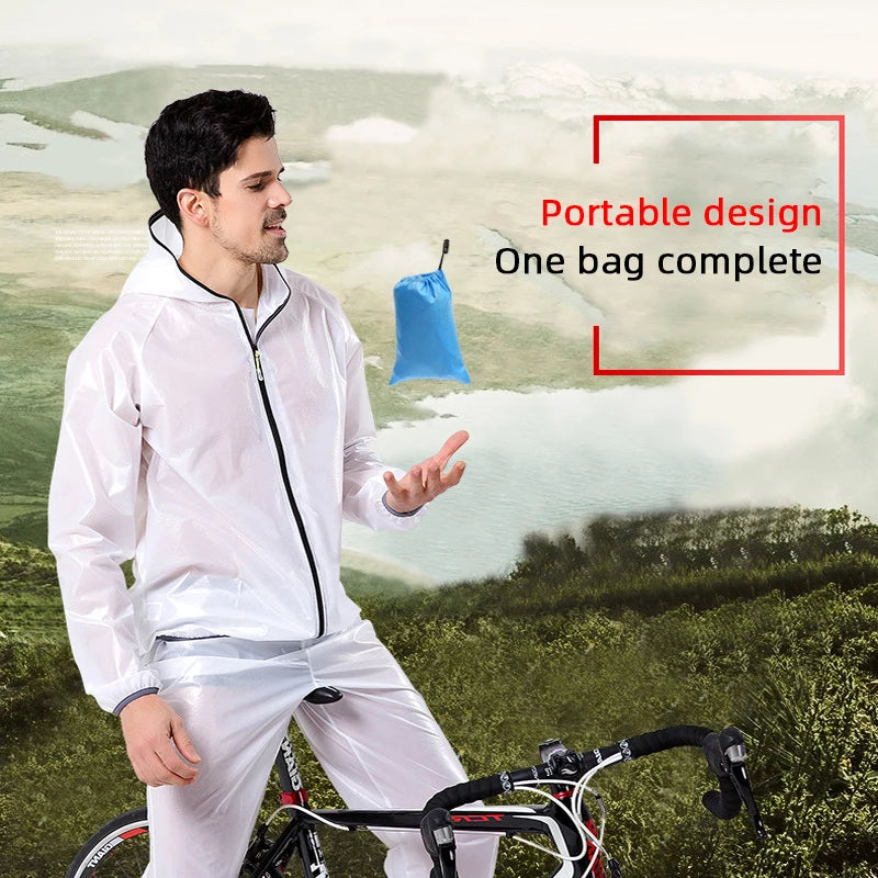 Cycling Rain Jacket Pants Men Women Waterproof Bicycle Clothing for Hiking Climbing Reflective Safety Bicycle Raincoat Portable