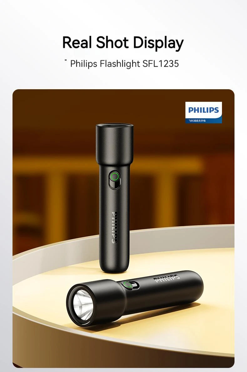 Philips 2024 New EDC Portable Flashlight Rechargeable LED Flashlights for Defensa Personal Self Defense Camping Hiking