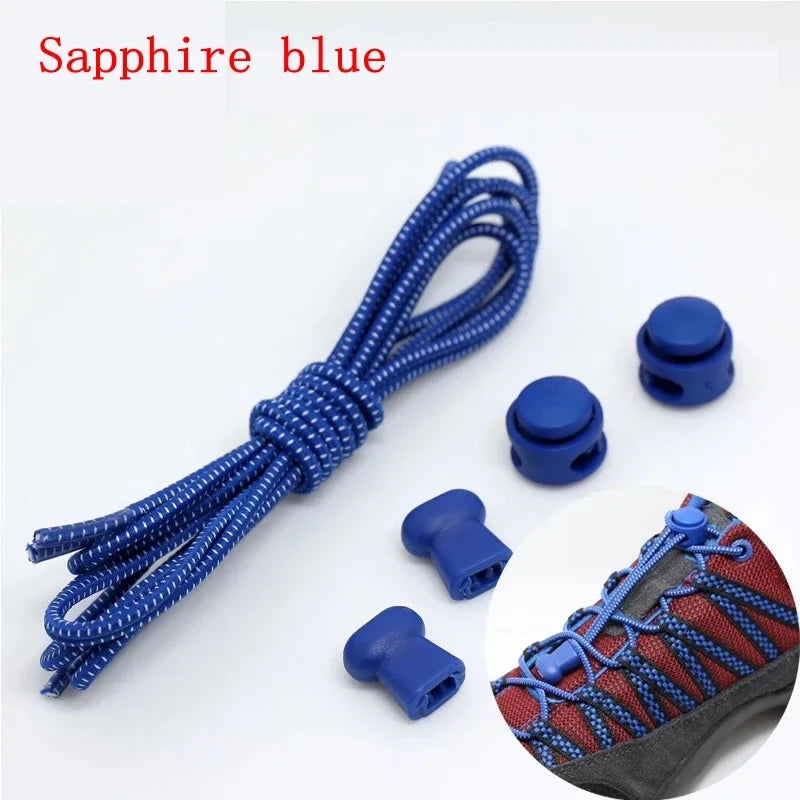 1 Pair 22 Colors Elastic Hiking Shoelaces Round Locking No Tie Shoe Laces Kids Adult Quick Lazy Laces Rubber Sneakers Shoelace