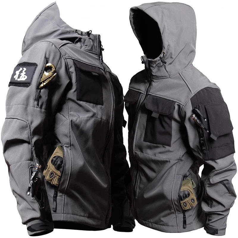 Tactical Soft Shell Hooded Jackets Mens Outdoor Multi-pockets Waterproof  Windbreak Coats Casual Combat Military Jacket Male EU