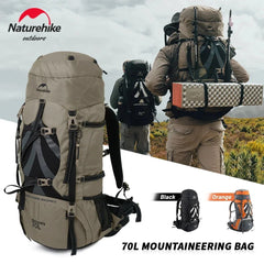 Naturehike Backpack Professional Outdoor Hiking Travel Bag Big Capacity 70L Mountaineering Camping Bag Support System NH70B070-B