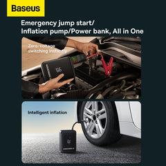 BASEUS 2 in 1 Car Jump Starter Power Bank Portable Air Compressor Inflator Pump Power Station 1000A Battery Starter Auto Booster