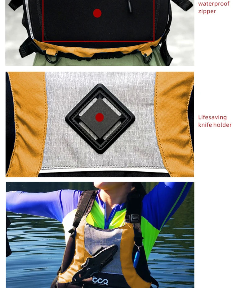 Daiseanuo Adult Kayaking Life Jackets Women Paddle Life Vest Men Kayak Vest PFD Safety Drifting Boat Raft Floating CE Approved