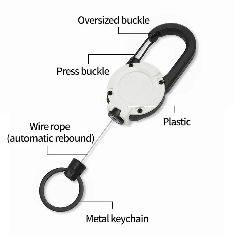 Outdoor Automatic Retractable Wire Rope Keychain Anti-theft Rope for Backpack Anti-loss Keychain with spring Camping Equipment