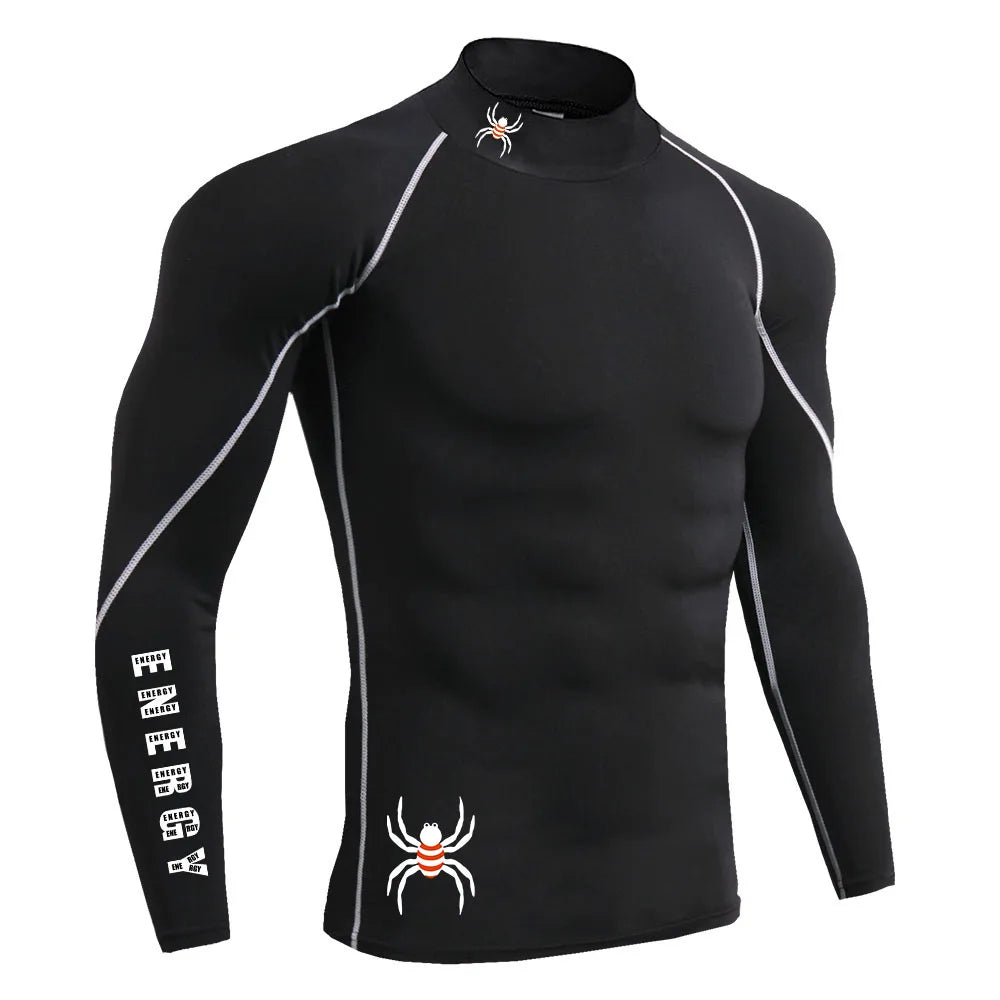 Running T-Shirt Mens Long Sleeve Compression Shirt Gym Sports Top Training Quick Dry Breathable Bodybuilding Fitness Clothing