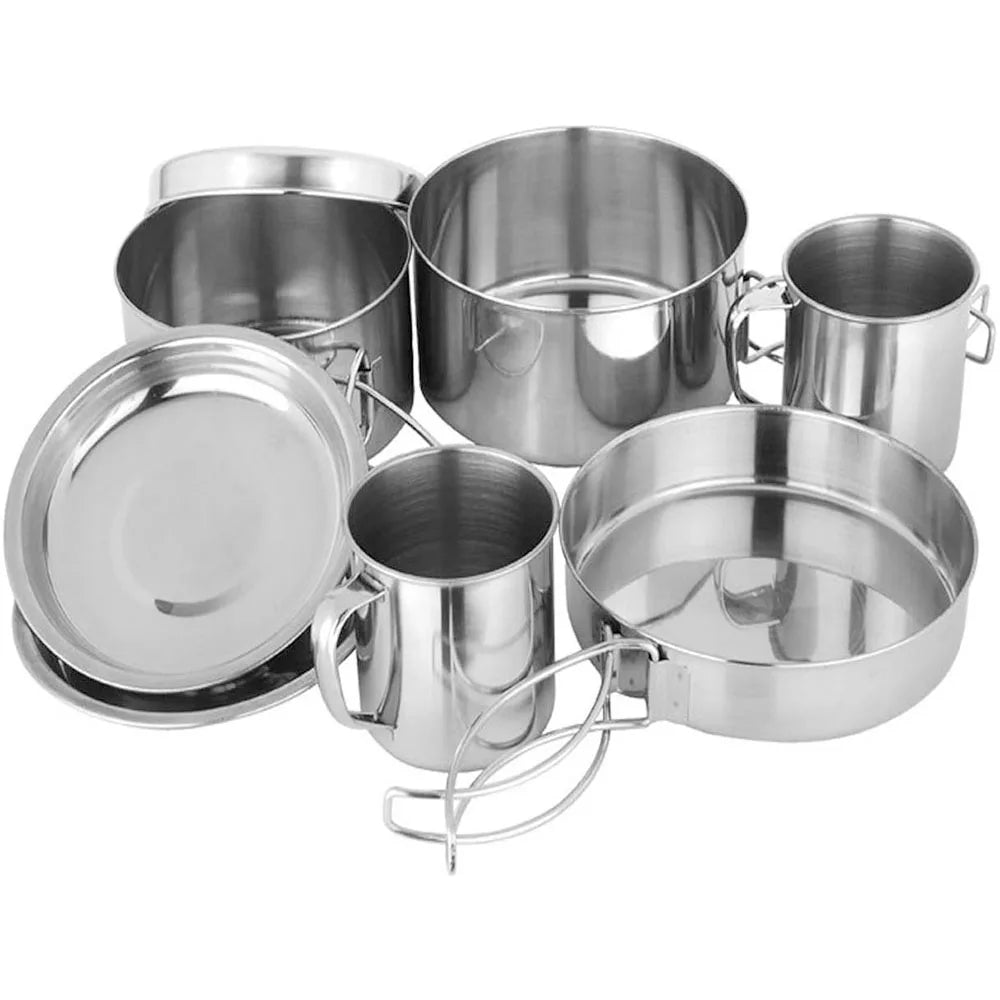 8Pcs Camping Cookware Set Kitchen Picnic Tableware Camping Cooking Mess Kit with Pot Pan Water Cup for Hiking Tourist Dishes