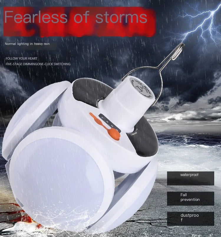 Solar Camping Lantern Portable USB Rechargeable Hanging Tent Lamp LED Football Bulb Outdoor Lights Hiking Emergency Light