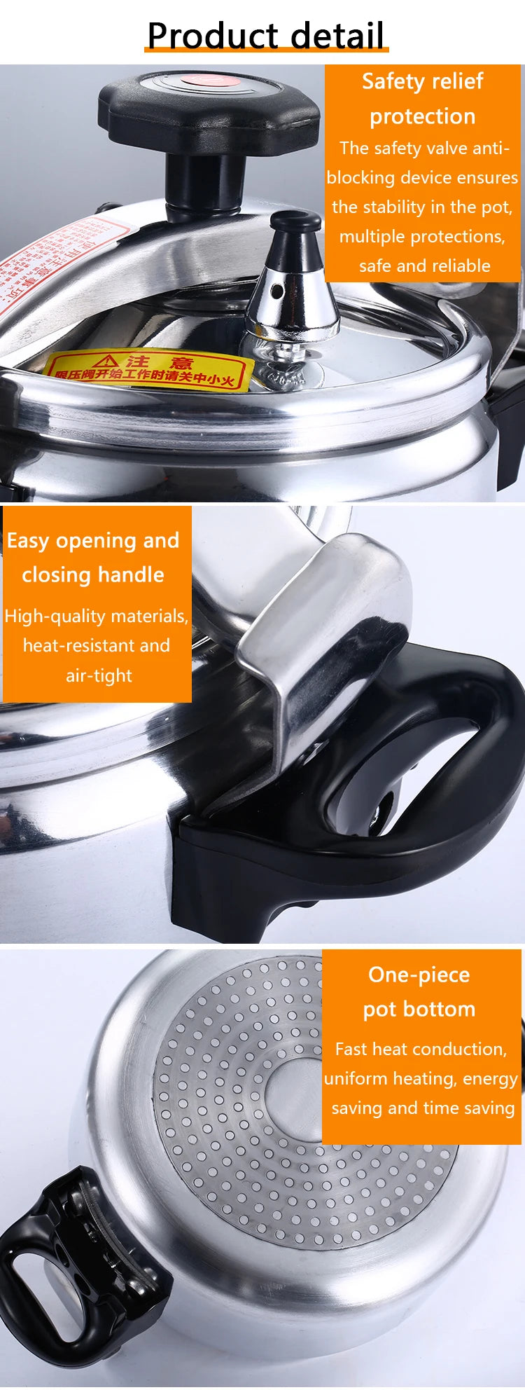 2/3L Kitchen Pressure Cooker Aluminum Soup Pot Portable Cooking Pot Outdoor Camping Cookware For Induction cooker Gas Stove