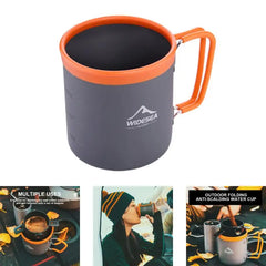 480ml Cookware Kit WIDESEA Aluminum Camping Cup Outdoor Tableware Travel Picnic Drinking Mug Orange PP BBQ Tableware Equipment