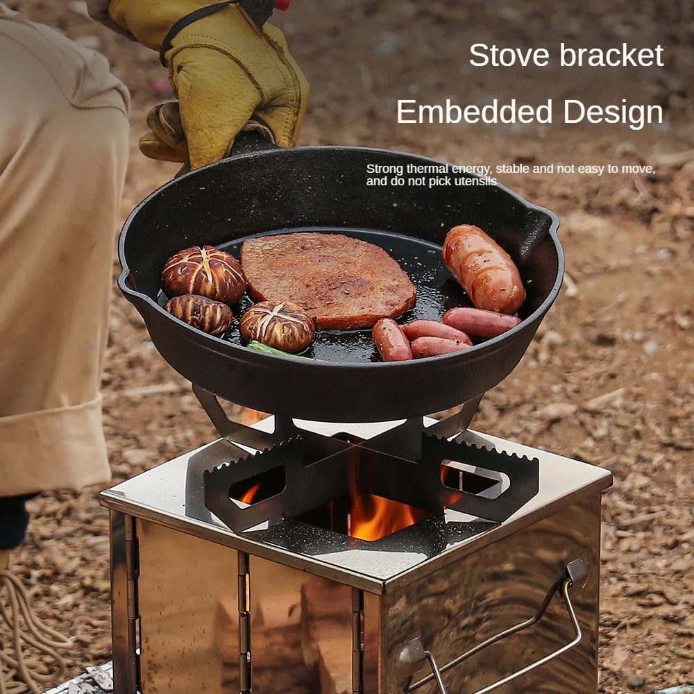 Camping Picnic Portable Folding Charcoal Oven Outdoor Grill New Style Outdoor Folding Wood Stove Mini Stainless Steel Oven Gift