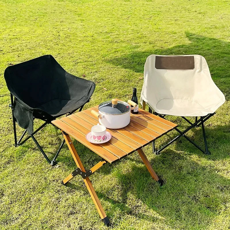 Folding Outdoor Table and Chair Set with Solid Wood and Aluminum Alloy for Picnic and Camping Coffee Tables Rolling IGT Wildmini