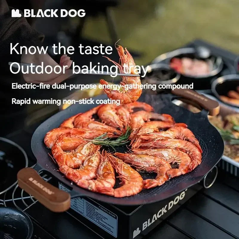 BLACKDOG Grill Pan Non-Stick Outdoor Camping Travel Frying Pan Barbecue Baking Tray Plate Cookware Large Free Grill Ultralight