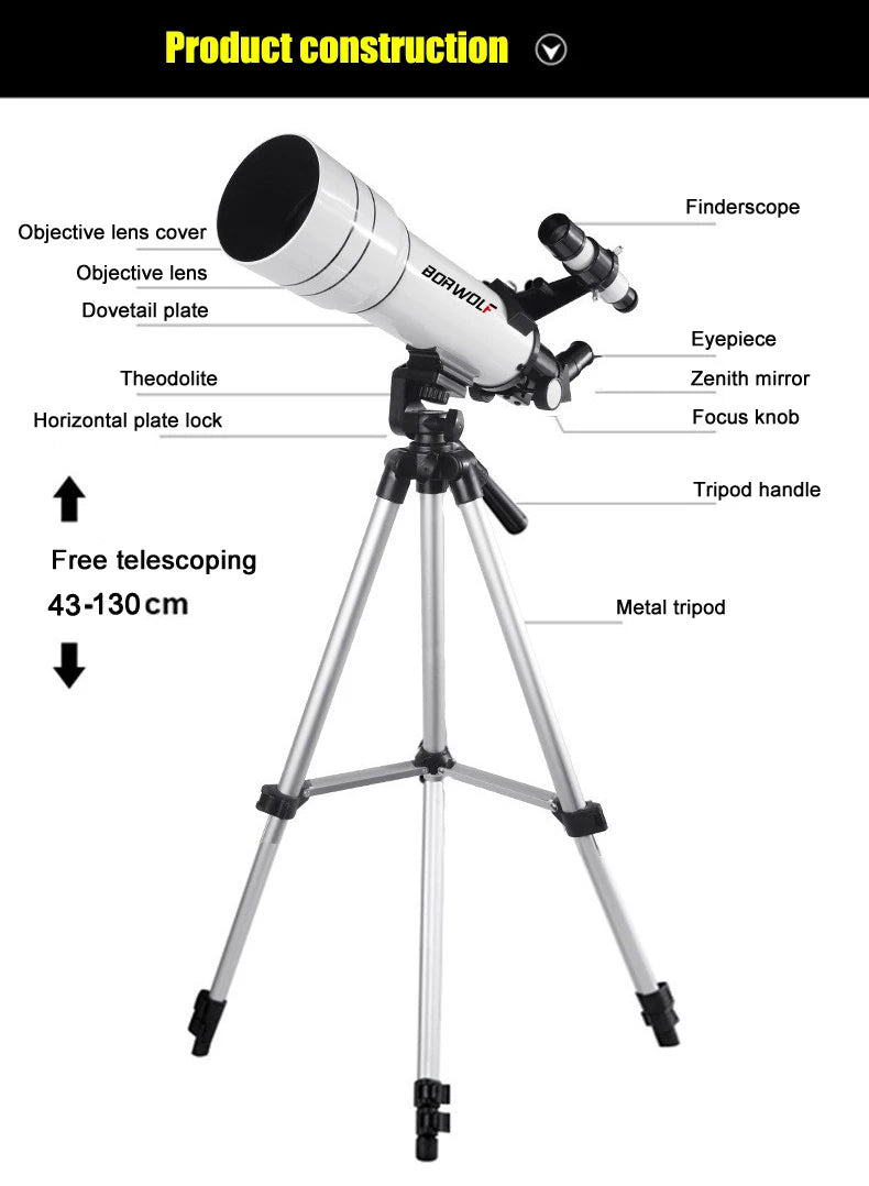 BORWOLF 40070 Professional High-definition Astronomical Telescope 333X To See The Moon and Stars Bird Watching Monocular