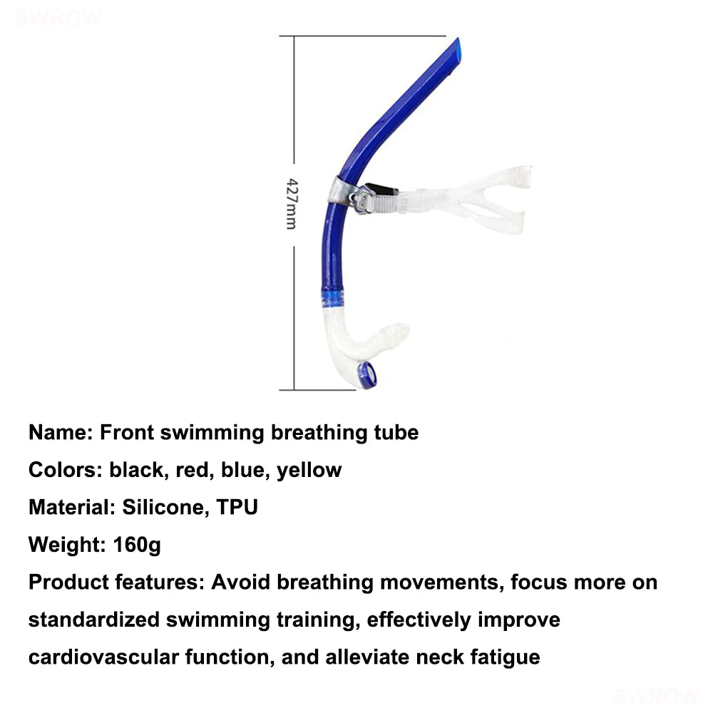 Front Head Silicone Snorkel Breathing Swimming Tube For Training Scuba Diving Under Water Snorkling Breathing Diving Equipment