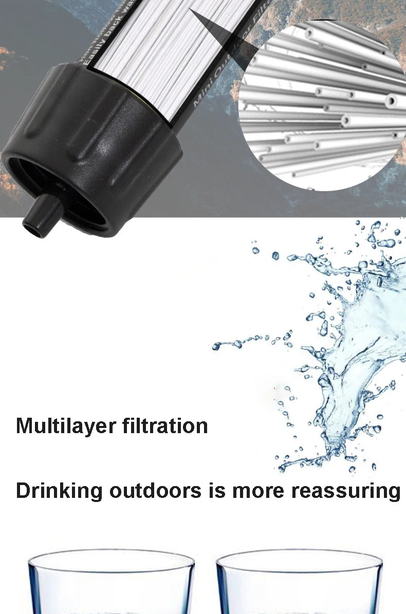 Outdoor Survival Water Filter Straws Camping Equipment Water Purifier Water Filtration System Emergency Hiking Accessories