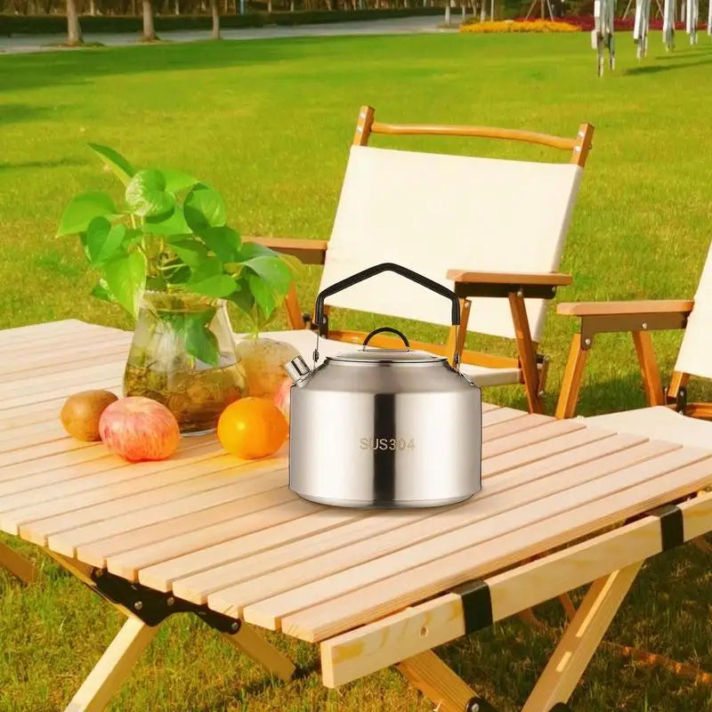 1L/1.5L Camping Water Kettle Outdoor Coffee Kettle Tableware Picnic Set Supplies Durable Camping Tea Kettle Tourism Cookware