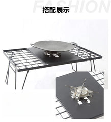 Outdoor IGT Folding Iron Mesh Table Multifunctional Storage Rack Bamboo Board Dining Table Portable Free Splicing