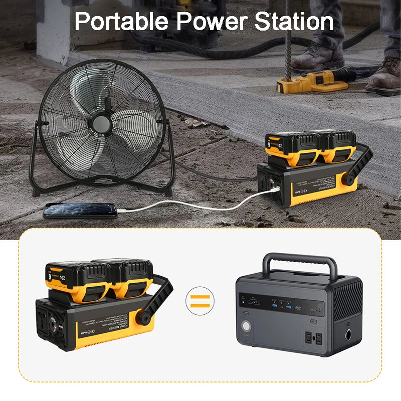 Power Inverter for Dewalt 18V 20V Battery Outdoor Portable Inverter AC110V/220V Modified Sine Wave Power Adapter Power Station