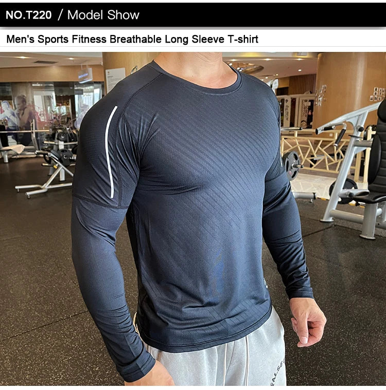 High Quality Running Shirt Tops Clothing Men Gym Sport Tshirt Quick Dry Compression Swearshirt Fitness Breathable Sportswear