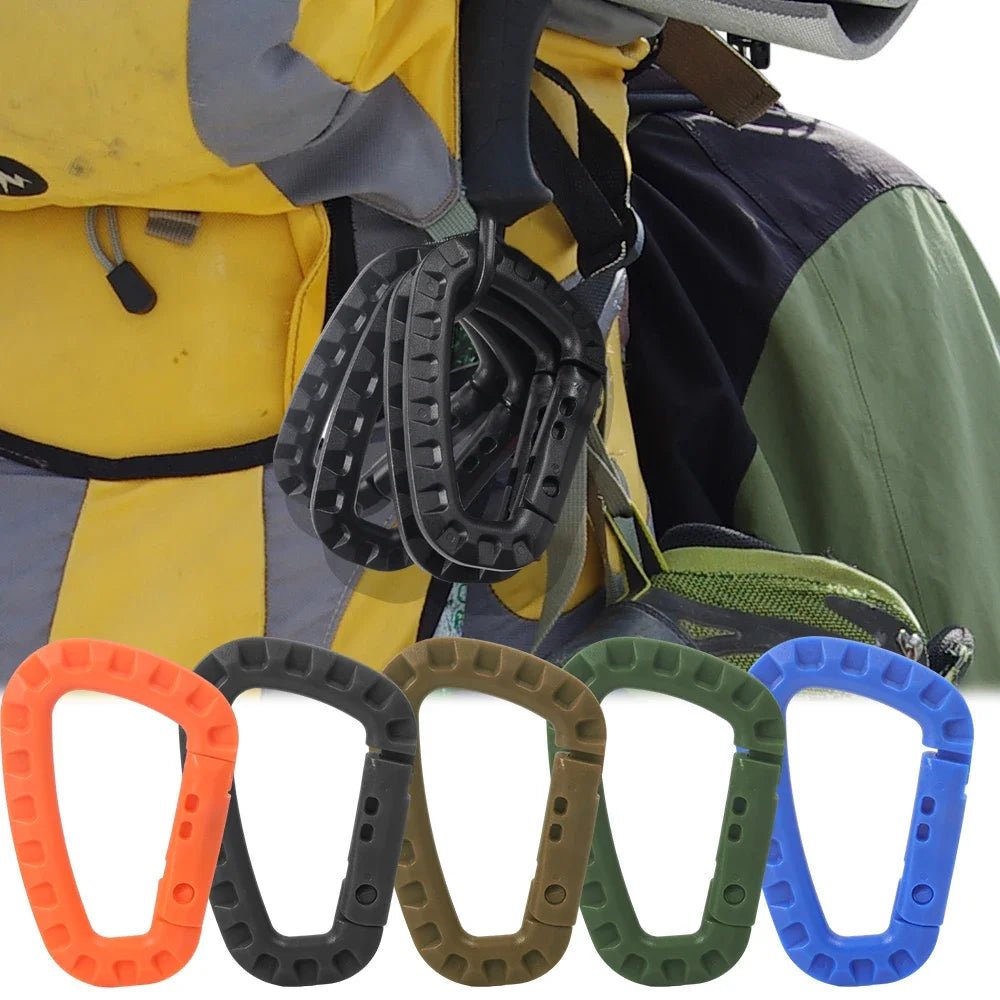 5/10PCS Tactical Backpack Buckle Fast Tactical Carabiner Plastic Hook D Shape Mosqueton EDC Gear for Outdoor Camping Accessories