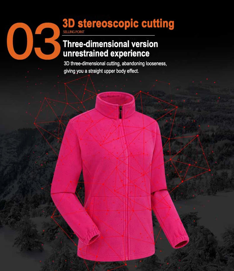 JNLN Winter Polar Fleece Jackets Women Windproof Thermal Soft Shell Jacket Outdoor Hiking Camping Skiing Climbing Warm Coat