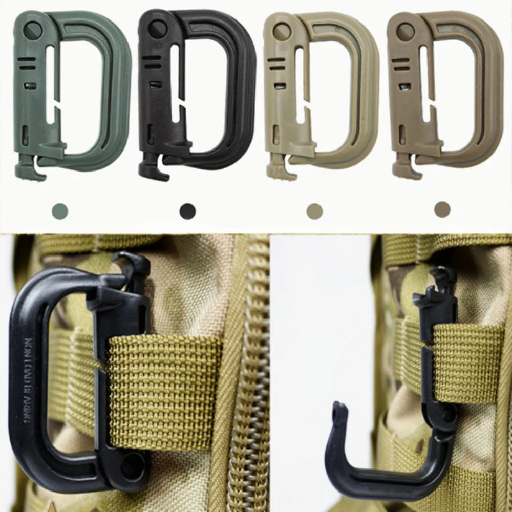 5PC Plasctic Shackle Carabiner D-ring Clip Molle Webbing Backpack Buckle Snap Lock Grimlock Multi Outdoor Hiking Camping Gear