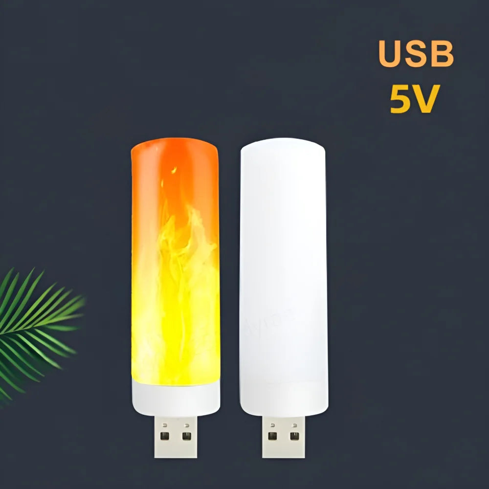 USB LED Atmosphere Light Flame Flashing Candle Lights Book Lamp for Power Bank Camping Lighting Cigarette Lighter Effect Light