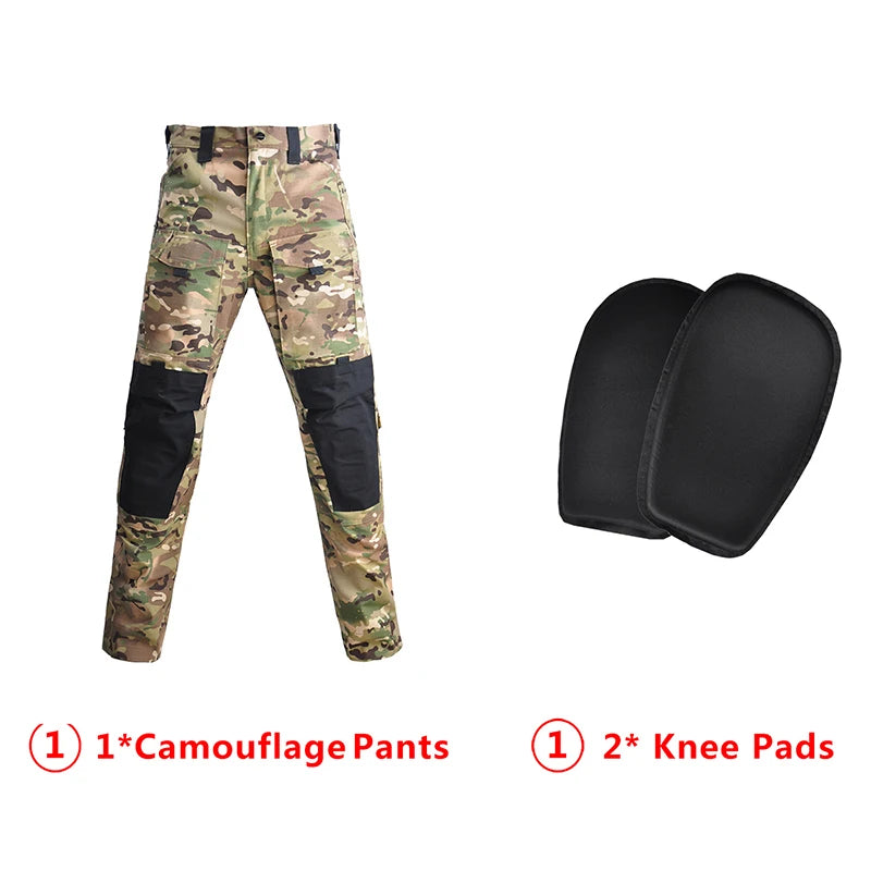 HAN WILD Tactical Pants with Pads Multiple Pockets Urban Hiking Climbing Trousers Men Clothing Cargo Pants 3XL Rip-stop Cloth