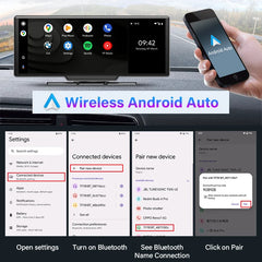 Srnubi 10'' Car Mirror Video Recording AI Voice  GPS Navigation Dashboard DVR Carplay Android Auto Wireless Connection