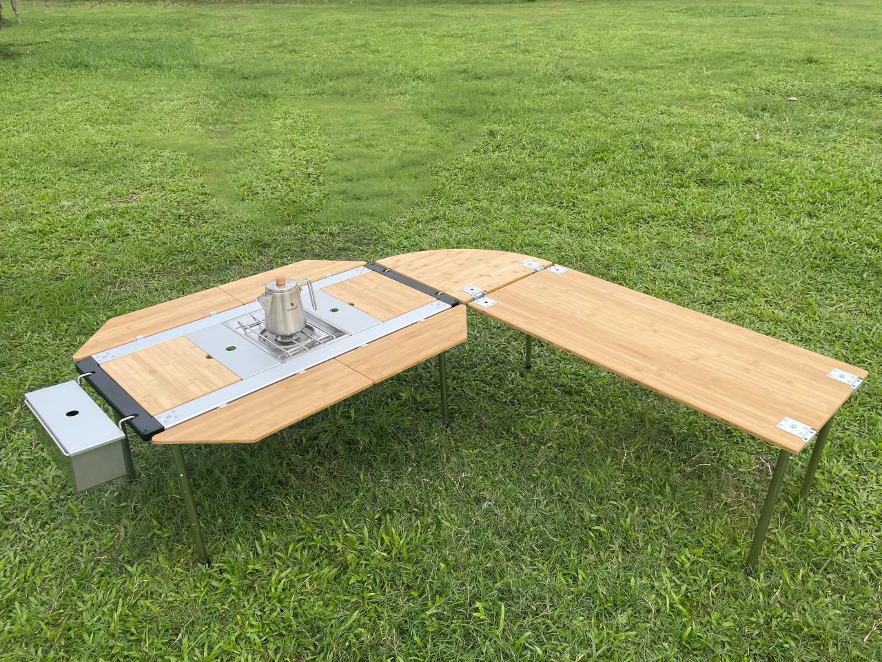 Tryhomy IGT Table Bamboo Extension Plate Camping Table 2/3/4 Unit Side Board Table Top IGT Corner Board Outdoor Kitchen System