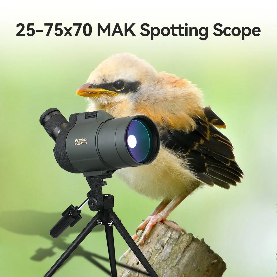 SVBONY F9334G MAK Spotting Scope 25-75x70 Powerful Telescope BAK4 FMC Waterproof Camping Equipment for Birdwatching With Tripod