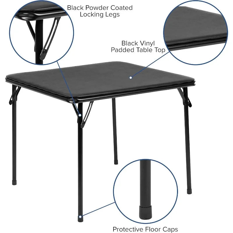 3-piece folding square table and chair set for backyard and camping, kids activity table and chair set