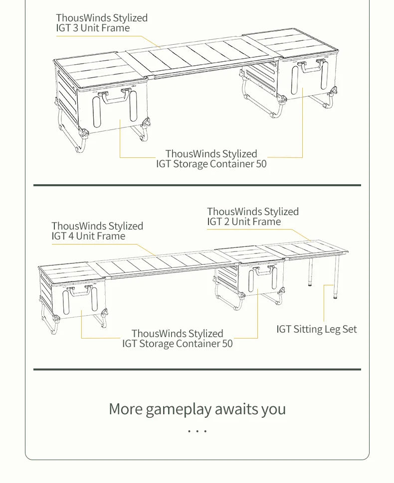 ThousWinds Stylized IGT Camp Kitchen Outdoor Storage Container Camping Table Lightweight IGT System Snow Peak Camping Supplies