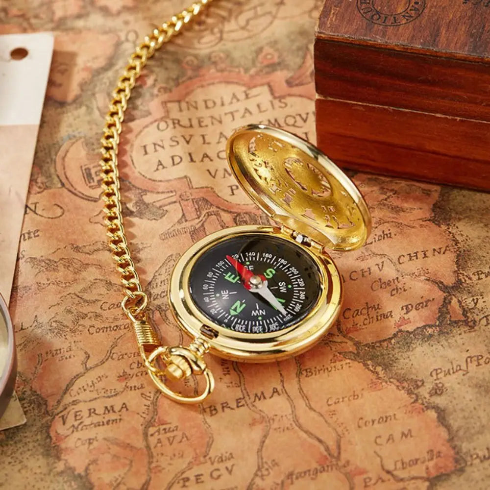 Retro Outdoor Hiking Navigation Compass Vintage Bronze Pocket Compass Kid Gift Retro Pocket Watch Compass Outdoor Tool