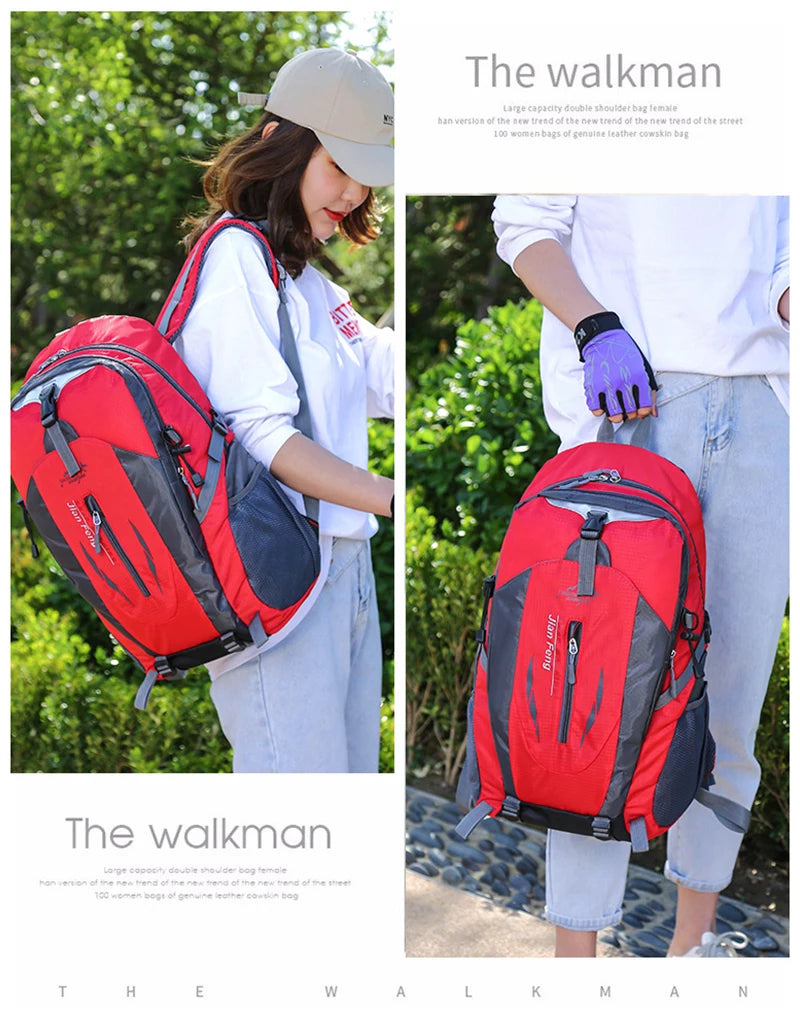 40L Travel Backpack Men and Women Outdoor Mountaineering Hiking Storage Bag Fashion Lightweight Camping Luggage Bags WJT037