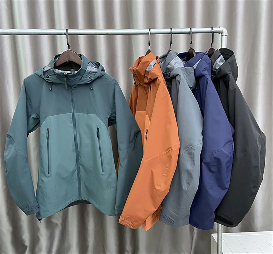 Outdoor Hard Shell Jacket Waterproof Breathable Hood High-quality Windbreaker Hiking Mountain Camping Fashion Pro Outdoor Top