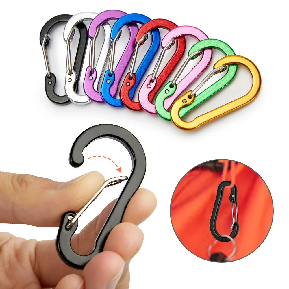 6/12pcs Outdoor Camping Multi Tool Mountaineering Buckle Steel Small Carabiner Clips Fishing Climbing Acessories Dropshipping