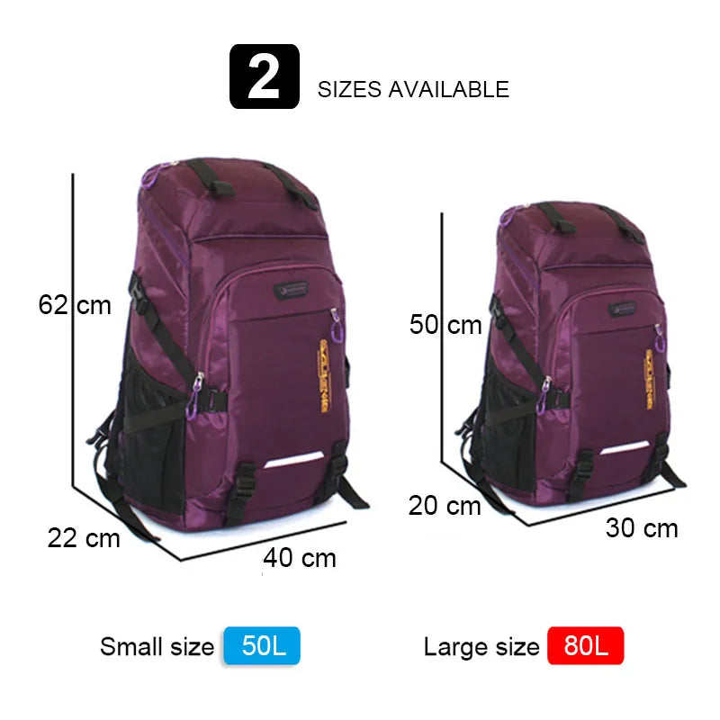 60L/80L Two Sizes Travel Backpack Men Women Large Capacity Outdoor Luggage Bags Student Laptop Bag Camping Rucksack