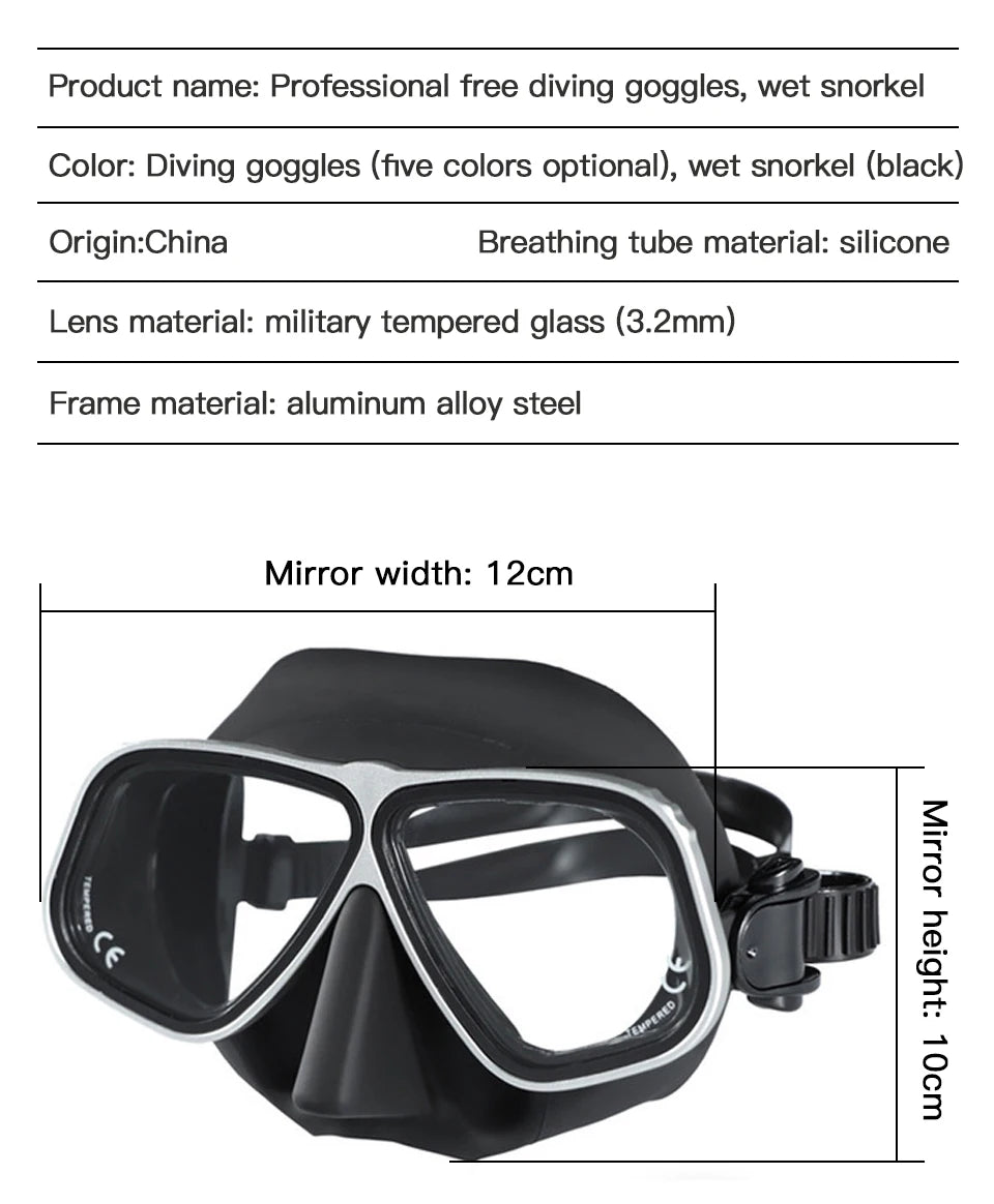 Free Diving Goggles Mask Similar Apollo Alloy Liquid Silica Gel Scuba Mask Wet Tube Kit Snorkeling Equipment Ultra Low Volume