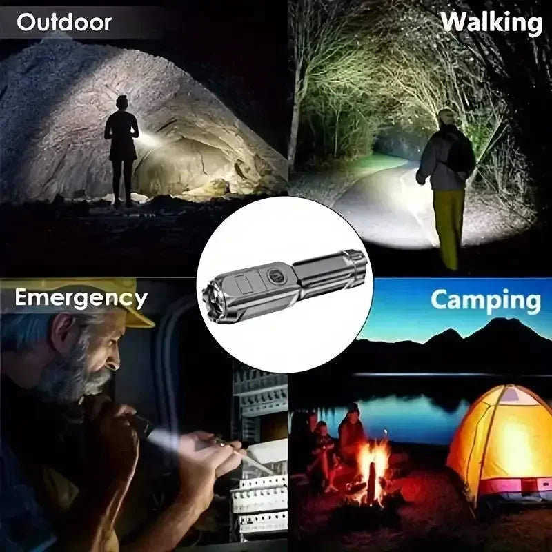 Super Bright Zoomable Flashlight LED Light USB Rechargeable Handheld Torch Waterproof 3 Modes Waterproof for Outdoor Camping