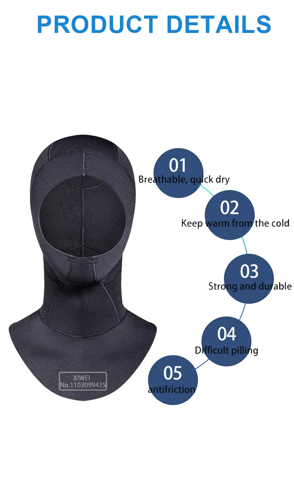 5mm/3mm Neoprene Swim Cap Diving Hood Snorkel Scuba Hat Kitesurf Windsurf Surf Hat Underwater Spearfish Fishing Diving Equipment