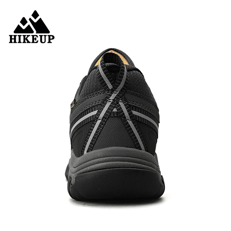 HIKEUP New High Quality Men Hiking Shoes Durable Leather Climbing Shoes Outdoor Walking Sneakers Rubber Sole Factory Outlet