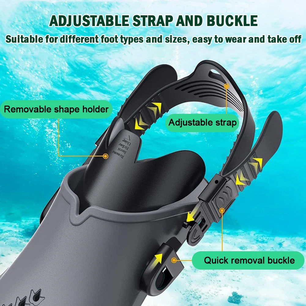 Professional Snorkeling Foot Diving Fins Adjustable Adult Swimming Fins Flippers Swimming Equipment Water Sports Child Kid Adult