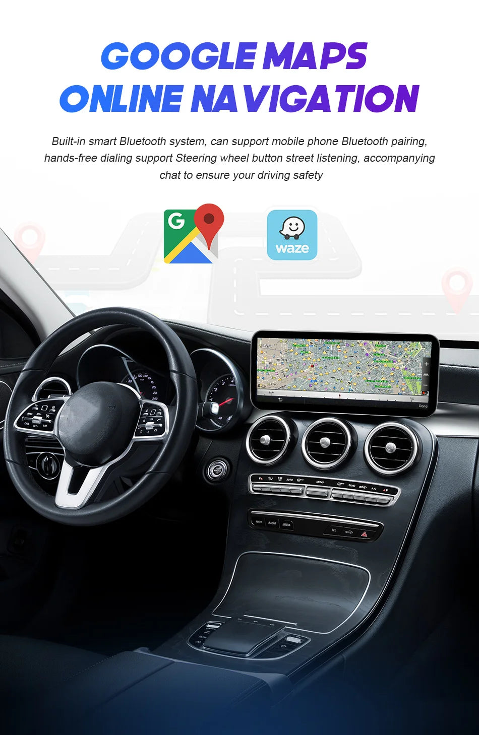 Android 14 Wireless CarPlay For Mercedes Benz C Class W205 2014-2018 Car Multimedia Navigation GPS SWC DSP 4G WiFi