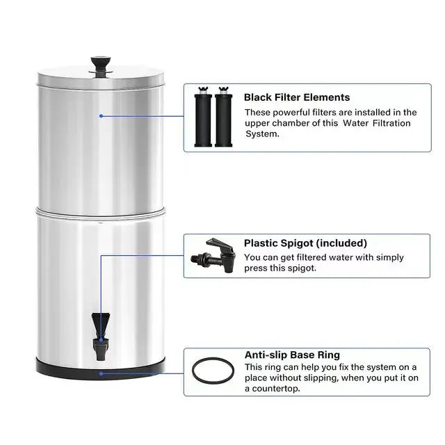 Gravity water filtration system filter bucket BB9-2 PF-2 is suitable for family outdoor camping and hiking emergency preparation