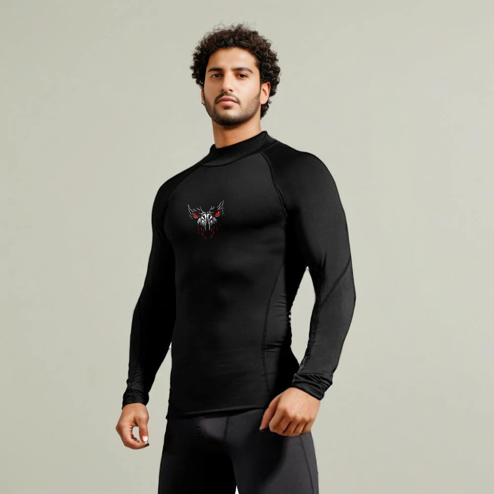 Compression Shirt Men Running T Shirt Gym Sports Top Quick Dry Breathable High Neck Undershirts Fitness Bodybuilding Clothing