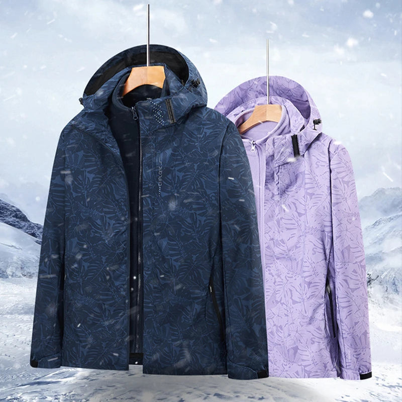 Women Waterproof Ski Jacket Women Thermal Climbing Trekking Raincoat Sportswear Outdoor Fleece Hooded Windproof Clothing