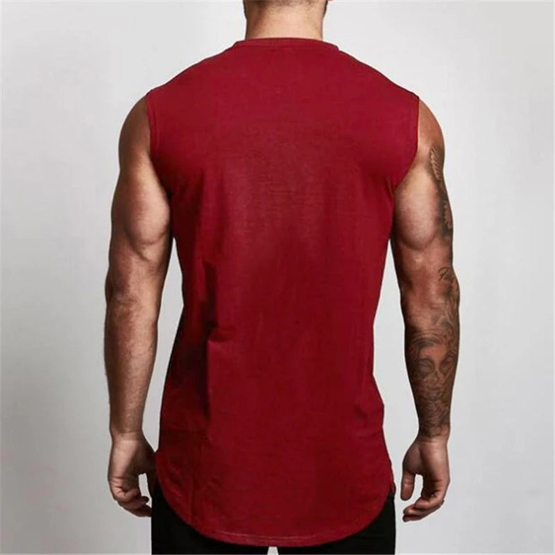 Gym Clothing V Neck Cotton Bodybuilding Tank Top Mens Workout Sleeveless Shirt Fitness Sportswear Running Vests Muscle Singlets