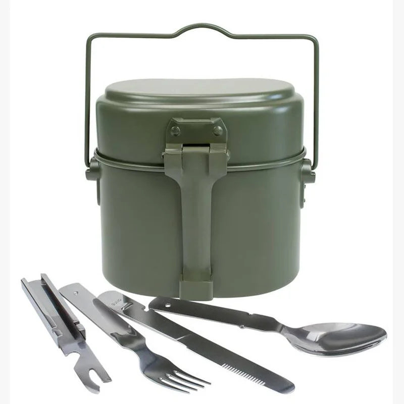 3 In 1 Aluminum Camping Lunch Box  Canteen Cup Pot for Picnic Travel Water Cup Bowl Outdoor  Cooking Cookware Set